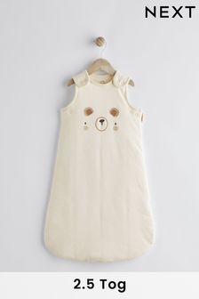 Beige Bear Face 2.5 Tog Baby 100% Cotton Sleep Bag (N53754) | ₪ 99 - ₪ 113