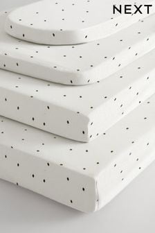 2 Pack White/Grey Speckle Baby 100% Cotton Jersey Fitted Sheets (N53814) | €21.50 - €32