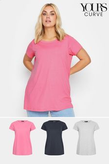 Yours Curve Pink Core Basic T-Shirt 3 Pack (N53826) | kr376