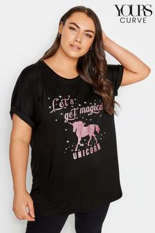 Yours Curve Black Glitter T-Shirt (N53828) | $38