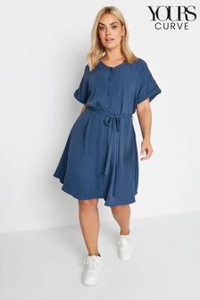 أزرق - فستان قميص عملي مقاس كبير من Yours (N53830) | 183 د.إ
