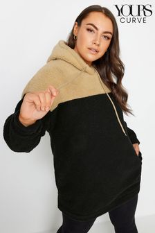 Yours Curve Colourblock Teddy Hoodie