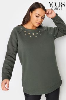 Yours Curve Green Eyelet Detailed Sweatshirt (N53838) | AED161