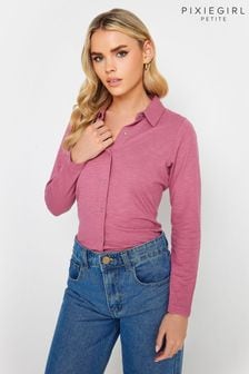 PixieGirl Petite Pink Cotton Slub Long Sleeve Shirt (N53854) | 159 SAR