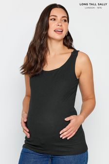 Long Tall Sally Black Ribbed Nursing Vest With Poppers (N53946) | OMR9