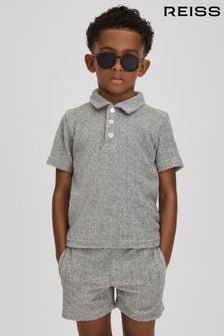 Reiss Soft Grey Iggy Junior Towelling Polo Shirt (N54007) | 235 QAR