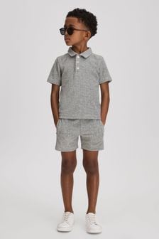 Reiss Soft Grey Fletcher Junior Towelling Drawstring Shorts (N54010) | €43