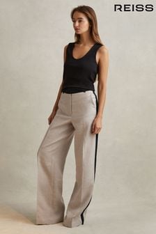 Reiss hlače iz lanenega platna s širokimi hlačnicami in barvnimi bloki Reiss Luella (N54012) | €192