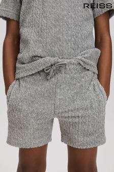Reiss Soft Grey Fletcher Senior Towelling Drawstring Shorts (N54016) | €45