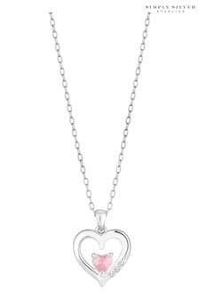 Simply Silver Silver Tone Heart Pendant Necklace (N54055) | kr454