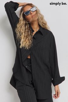 Simply Be Textured Relaxed Black Shirt