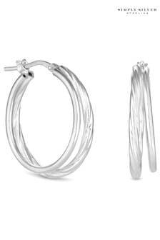 Simply Silver Silver Double Row Hoop Earrings (N54119) | SGD 87