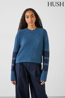 Hush Blue Bellata Sleeve Stripe Knitted Jumper (N54207) | AED438