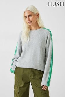 Hush Grey Coolah Multi Sleeve Stripe Knitted Jumper (N54218) | €101