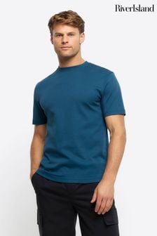 River Island Dark Blue Studio Slim Fit T-Shirt (N54461) | NT$790