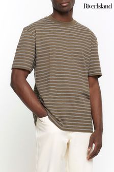River Island Green Studio Stripe T-Shirt (N54463) | €25