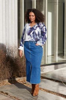 Live Unlimited Blue Curve Denim Skirt