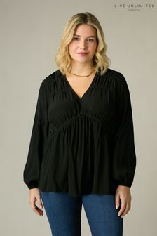 Live Unlimited Curve Blue Ruched Front Blouse (N54527) | €84