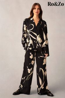 Ro&zo Climbing Floral Seam Detail Black Trousers (N54597) | 531 LEI