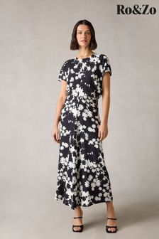 Ro&zo Petite Harper Mono Floral Print Flutter Sleeve Midaxi Dress (N54610) | 217 €