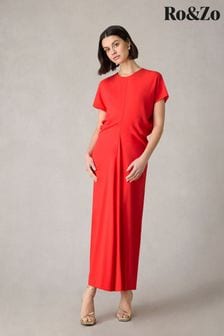 Ro&Zo Red Petite Harper Flutter Sleeve Midaxi Dress (N54624) | $253