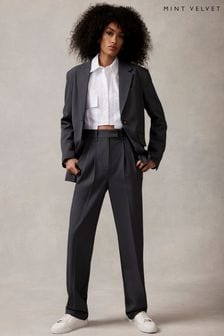 Mint Velvet Grey Pleated Tailored Trousers (N54719) | ₪ 598