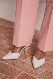 Mint Velvet Cream Leather Court Shoes (N54733) | 589 QAR