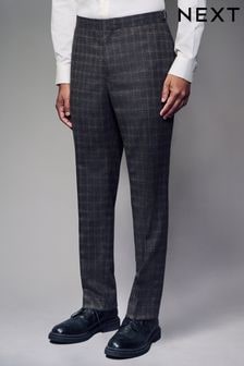 Brown Slim Fit Brushed Check Suit Trousers (N54908) | $101