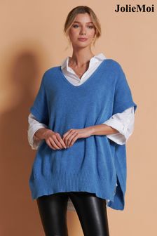 Blue - Jolie Moi Button Side Knitted Vest (N54978) | kr710