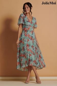 Jolie Moi Pleated Chiffon High Low Midi Dress (N54981) | NT$3,690