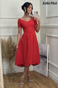 Jolie Moi Red Lenora Fit & Flare Midi Dress (N54992) | €89