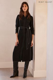 Mint Velvet Black Midi Shirt Dress (N55557) | AED771