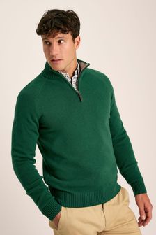 Zelena - Joules pleten pulover iz ovčje volne s četrtinsko zadrgo Joules Richmond (N55646) | €103