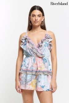 River Island Ruffle Cold Shoulder Playsuit (N55807) | €46