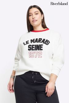 River Island Cream Curve Le Marais Ringer Sweat Top (N55849) | €54