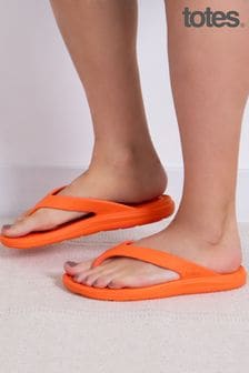 Totes Orange Ladies Solbounce Toe Post Flip Flops Sandals (N55887) | AED100