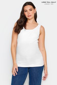 Long Tall Sally White Ribbed Nursing Vest With Poppers (N55970) | $31