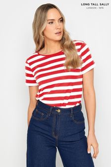 Czerwony - Long Tall Sally Stripe Crew Neck T-shirt (N55973) | 120 zł