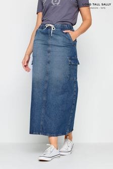 חצאית מקסי מבד ג'ינס עם קשירה במותניים של Long Tall Sally (N55984) | ‏171 ‏₪