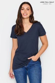 Niebieski - Long Tall Sally Premium V-neck T-shirt (N55992) | 120 zł
