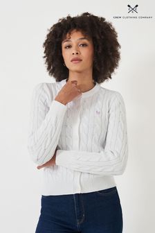 白色 - Crew Clothing Cable Knit Cotton Cardigan (N55999) | NT$2,570