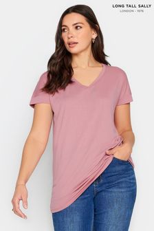 Long Tall Sally Pink PREMIUM V-Neck T-Shirt (N56007) | AED105