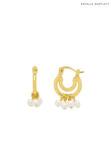 Estella Bartlett Gold Double Hoop Drop Pearl Earrings (N56040) | SGD 54