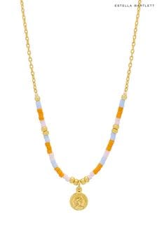 Estella Bartlett Gold Orange, Blue Miyuki beaded Coin Necklace (N56042) | kr376