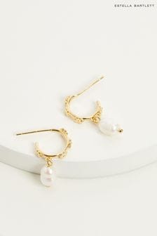 Estella Bartlett Gold Multi Flower Pearl Drop Earrings (N56046) | 139 QAR
