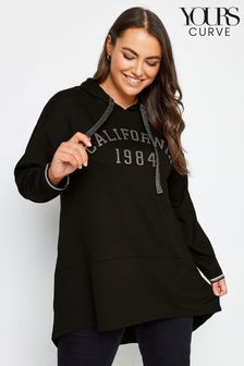 Yours Curve Black/chrome New York Glitter Embossed Hoodie (N56160) | $68