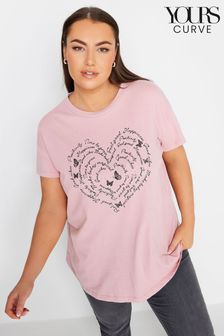 Yours Curve Pink Placement Print T-Shirt (N56170) | ₪ 96