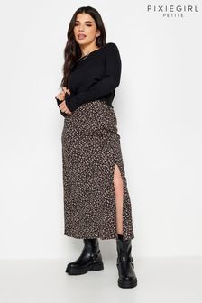 PixieGirl Petite Black & Pink Floral Print Midaxi Skirt (N56171) | 144 QAR