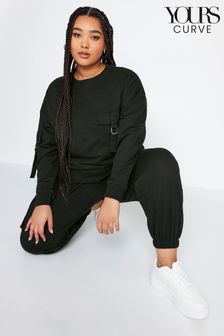 Yours Curve Black D-Ring Light Weight Sweat Top (N56179) | kr350