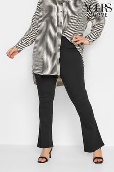 Yours Curve Black Flare Bengaline Pull On Trousers (N56184) | $59